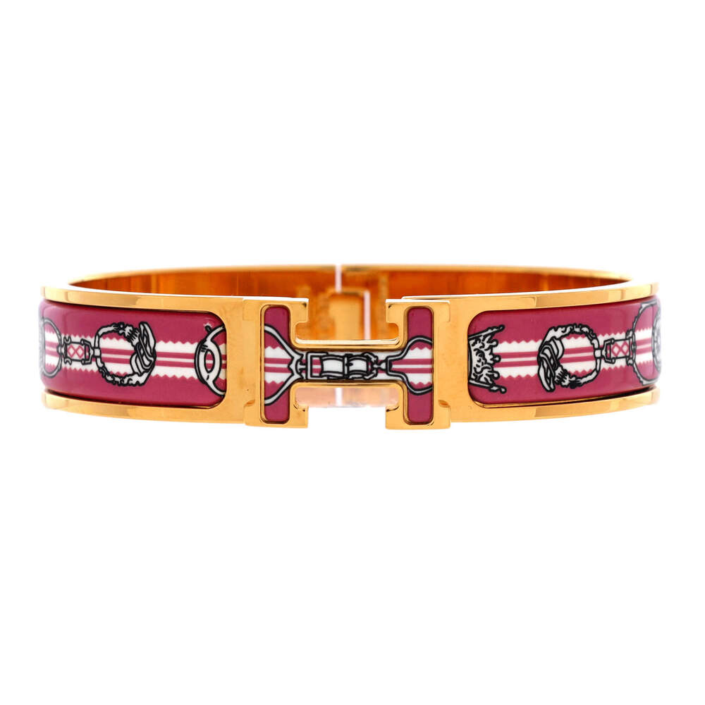 Hermes Narrow Clic H Bracelet Printed Enamel